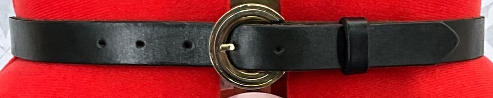 Vintage 90s Black Leather Brass Round Buckle Belt Women 31.5”-35.5”